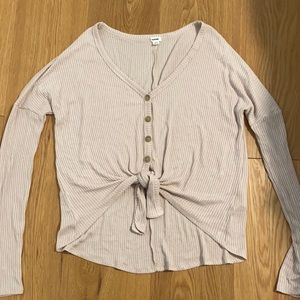 Light pink, ribbed tie, long sleeve